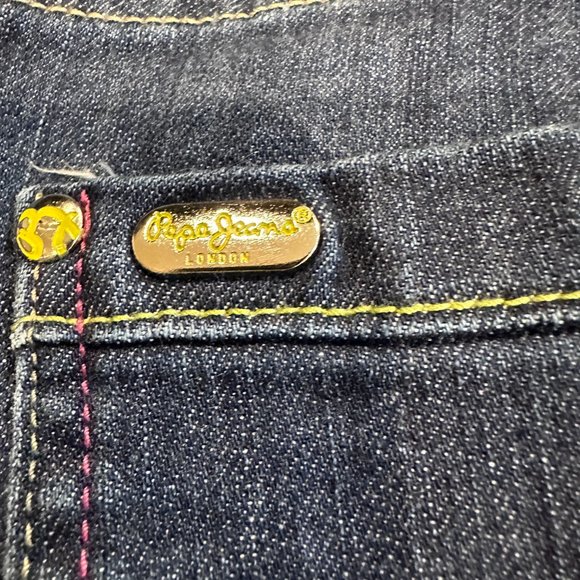Vintage Pepe Jeans Straight Leg Low Rise 90s Y2K Fuzzy Embroidery Unisex Size 32 - Picture 13 of 14